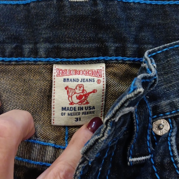 Men's True Religion size 31x30 straight leg denim jeans mildly distressed - Picture 6 of 9